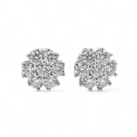 Thumbnail for 14k Yellow Gold Lab Diamond Cluster Earrings 1.67 ctw