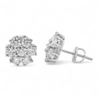 Thumbnail for 14k Yellow Gold Lab Diamond Cluster Earrings 1.67 ctw