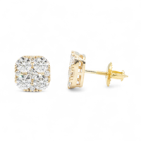 Thumbnail for 14k Yellow Gold Lab Diamond Cluster Earrings 1.73 ctw