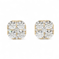 Thumbnail for 14k Yellow Gold Lab Diamond Cluster Earrings 1.73 ctw