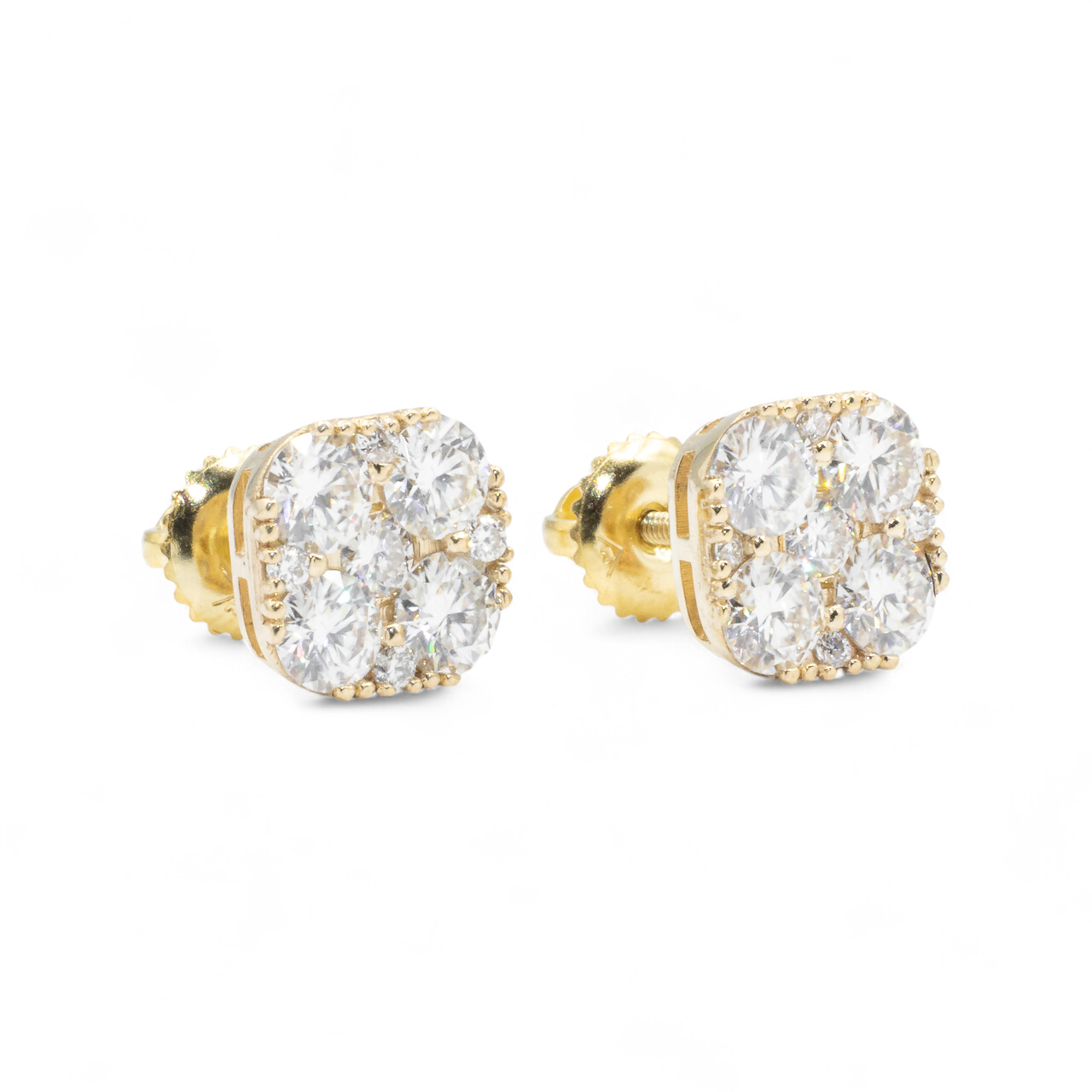 14k Yellow Gold Lab Diamond Cluster Earrings 1.73 ctw