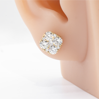 Thumbnail for 14k Yellow Gold Lab Diamond Cluster Earrings 1.73 ctw