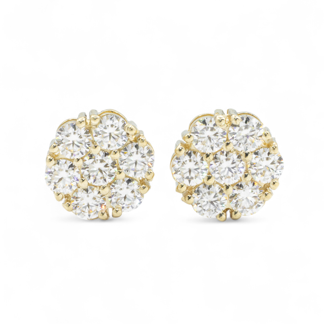 14k Yellow Gold Lab Diamond Cluster Earrings 3.30 ctw