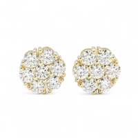 Thumbnail for 14k Yellow Gold Lab Diamond Cluster Earrings 3.30 ctw