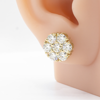 Thumbnail for 14k Yellow Gold Lab Diamond Cluster Earrings 3.30 ctw