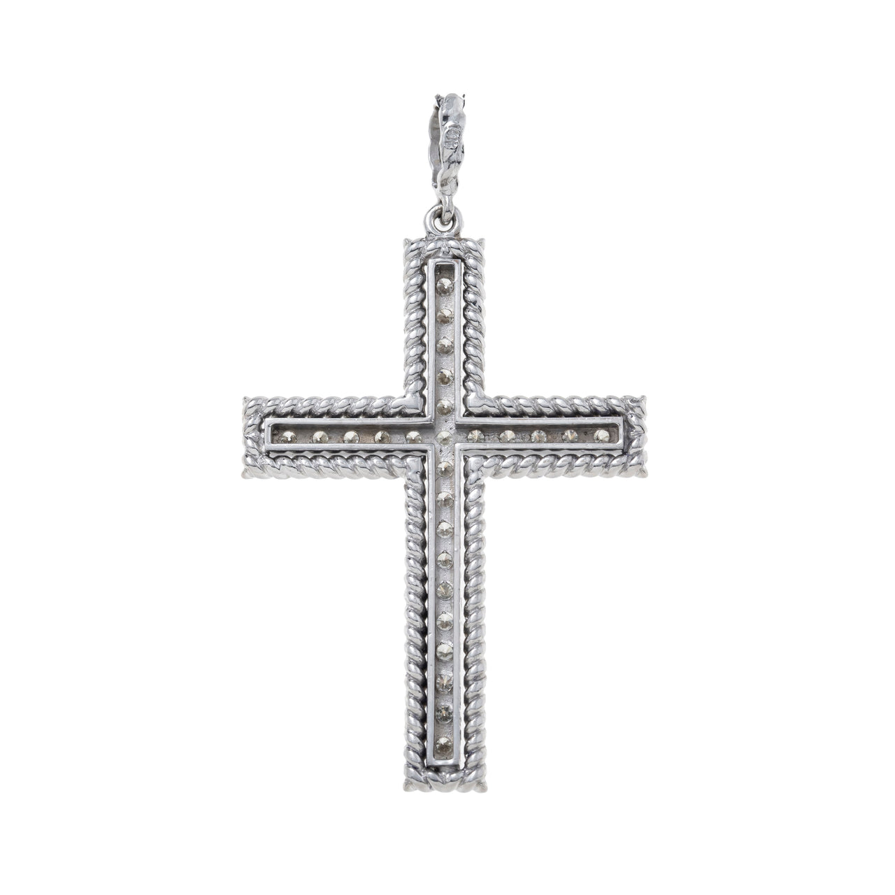 14k White Gold Diamond Cross 2.76 Ctw