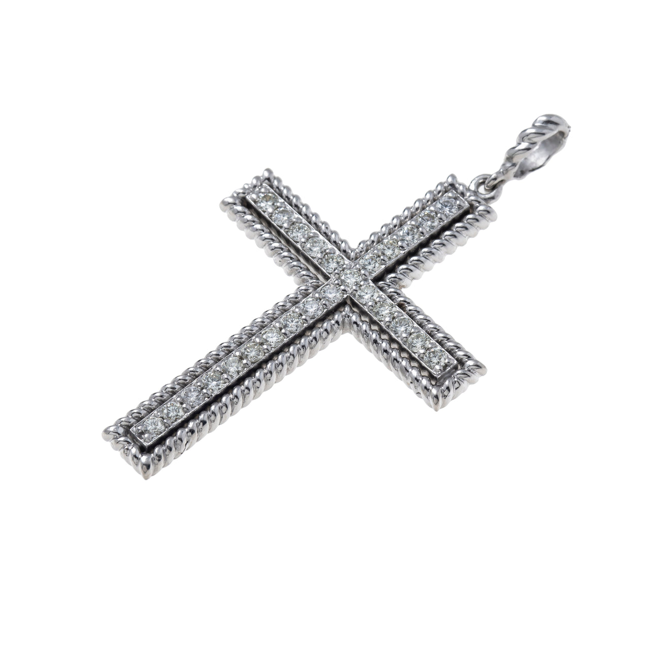 14k White Gold Diamond Cross 2.76 Ctw