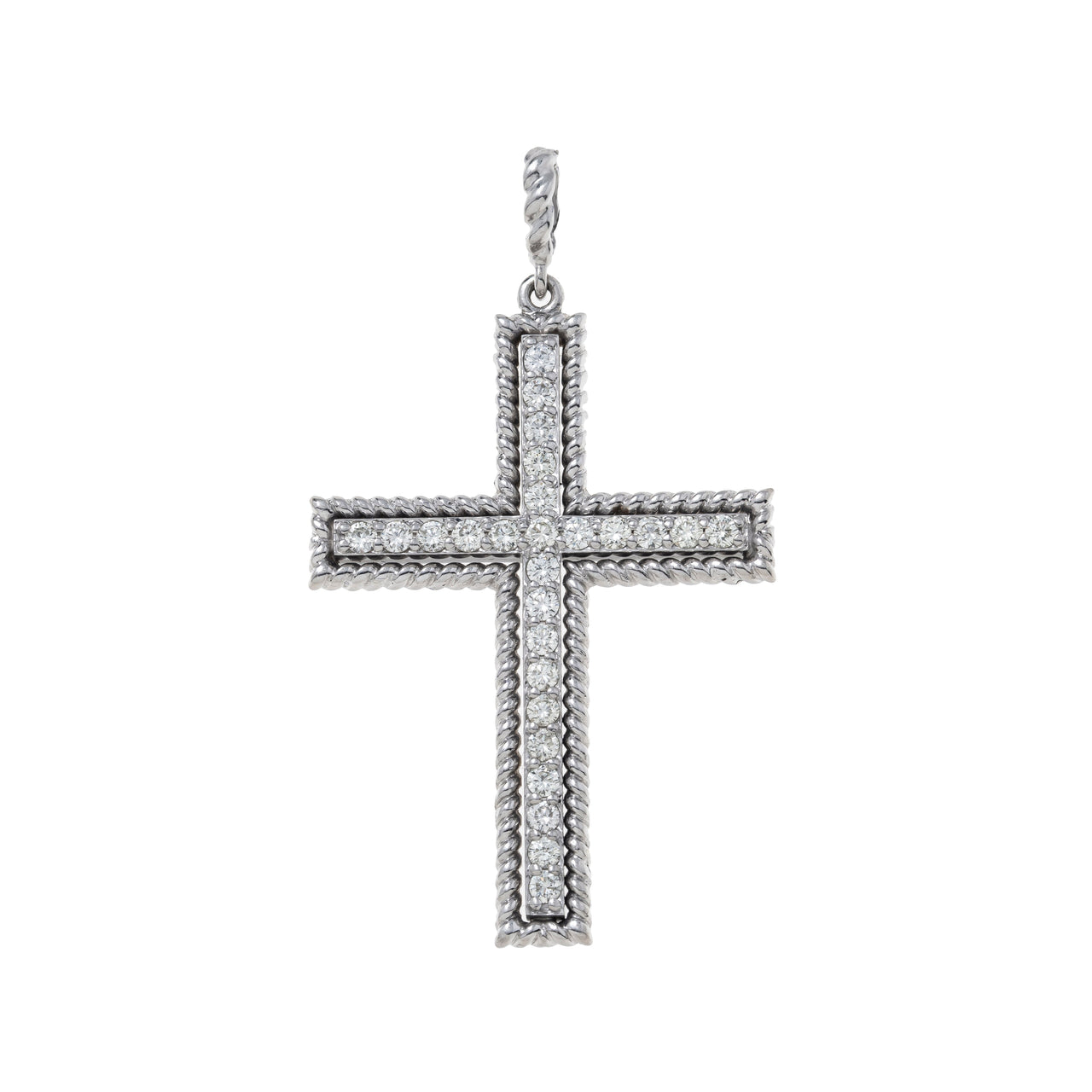 14k White Gold Diamond Cross 2.76 Ctw