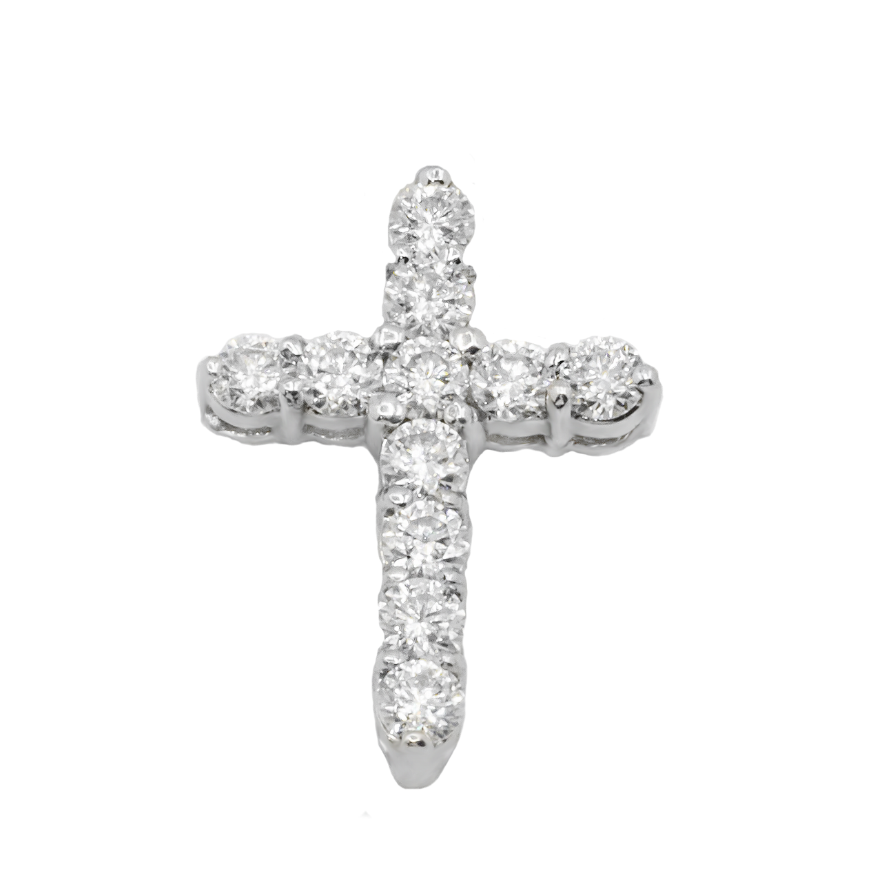 14k White Gold Lab Diamond Cross Pendant 0.95 ctw