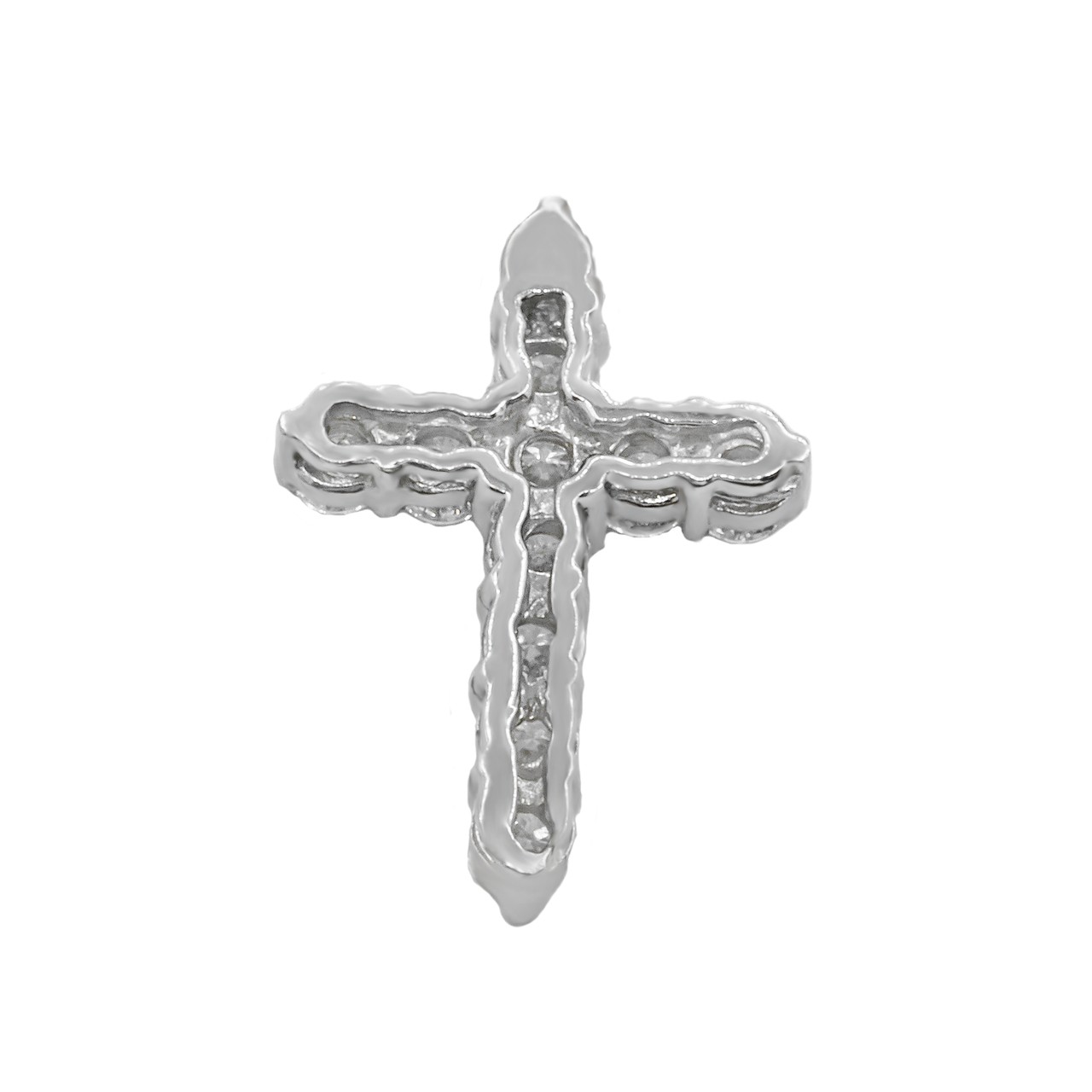 14k White Gold Lab Diamond Cross Pendant 0.95 ctw