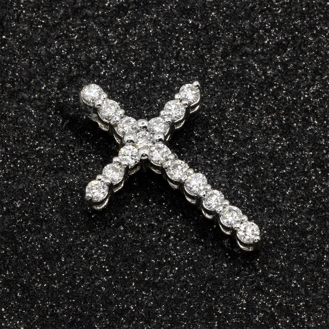 14k White Gold Lab Diamond Cross Pendant 2.50 ctw