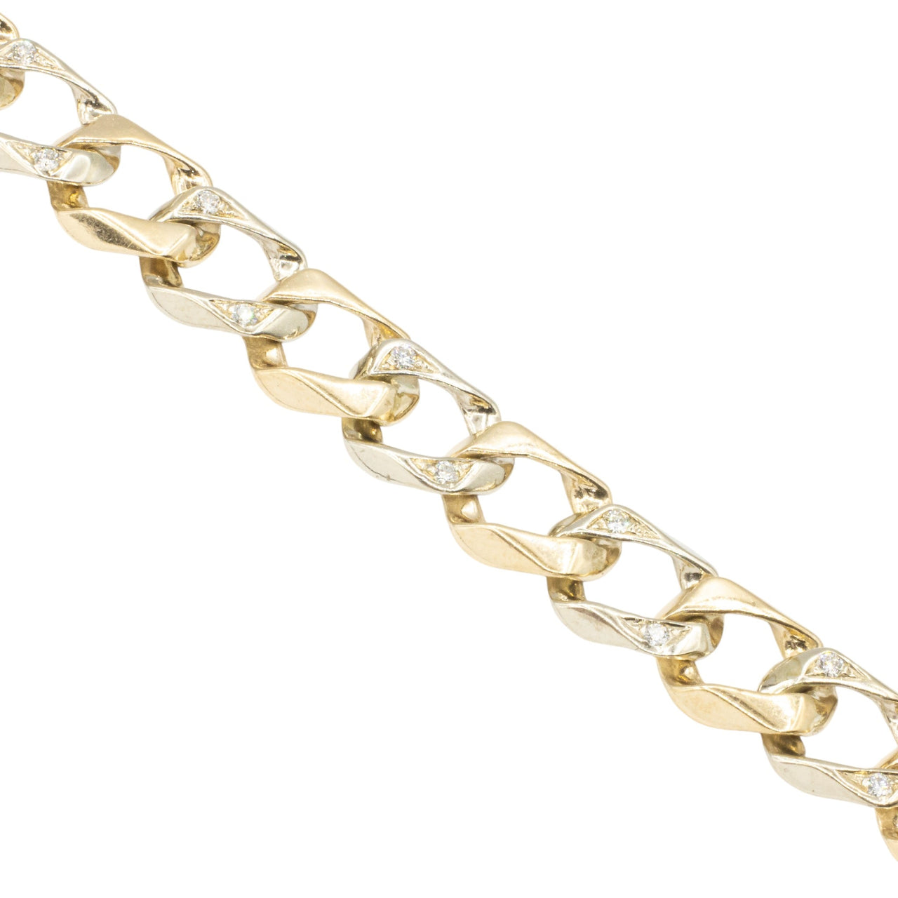 14k Two Tone Diamond Cuban Bracelet 0.82 ctw