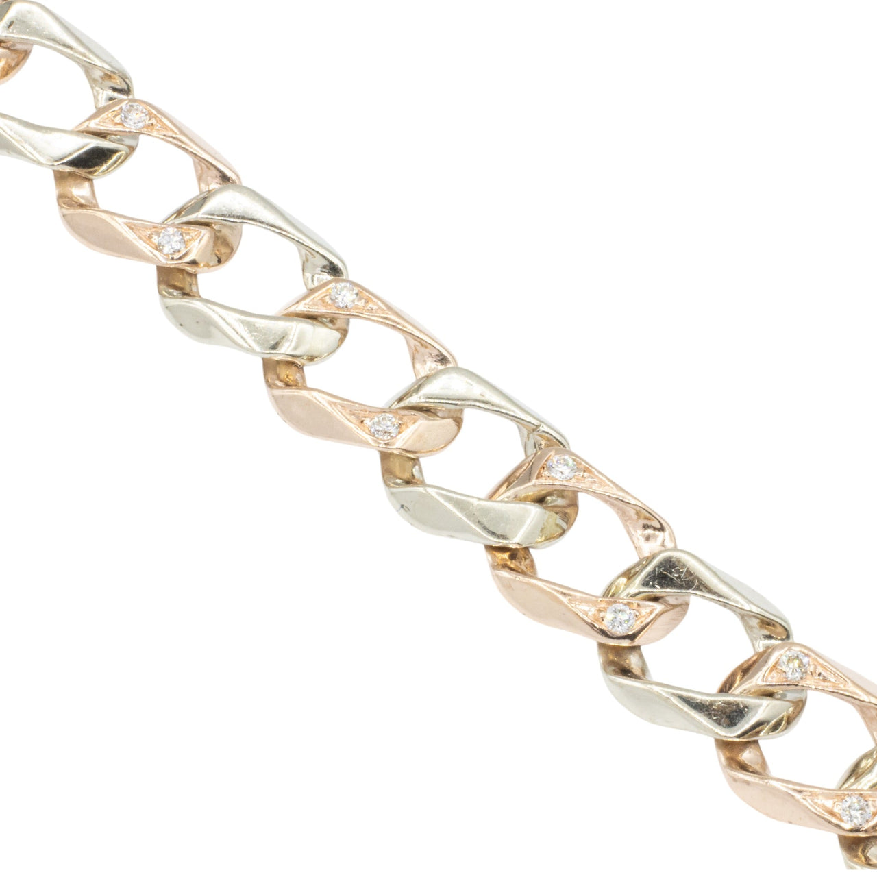 14k Two Tone Diamond Cuban Bracelet 0.82 ctw