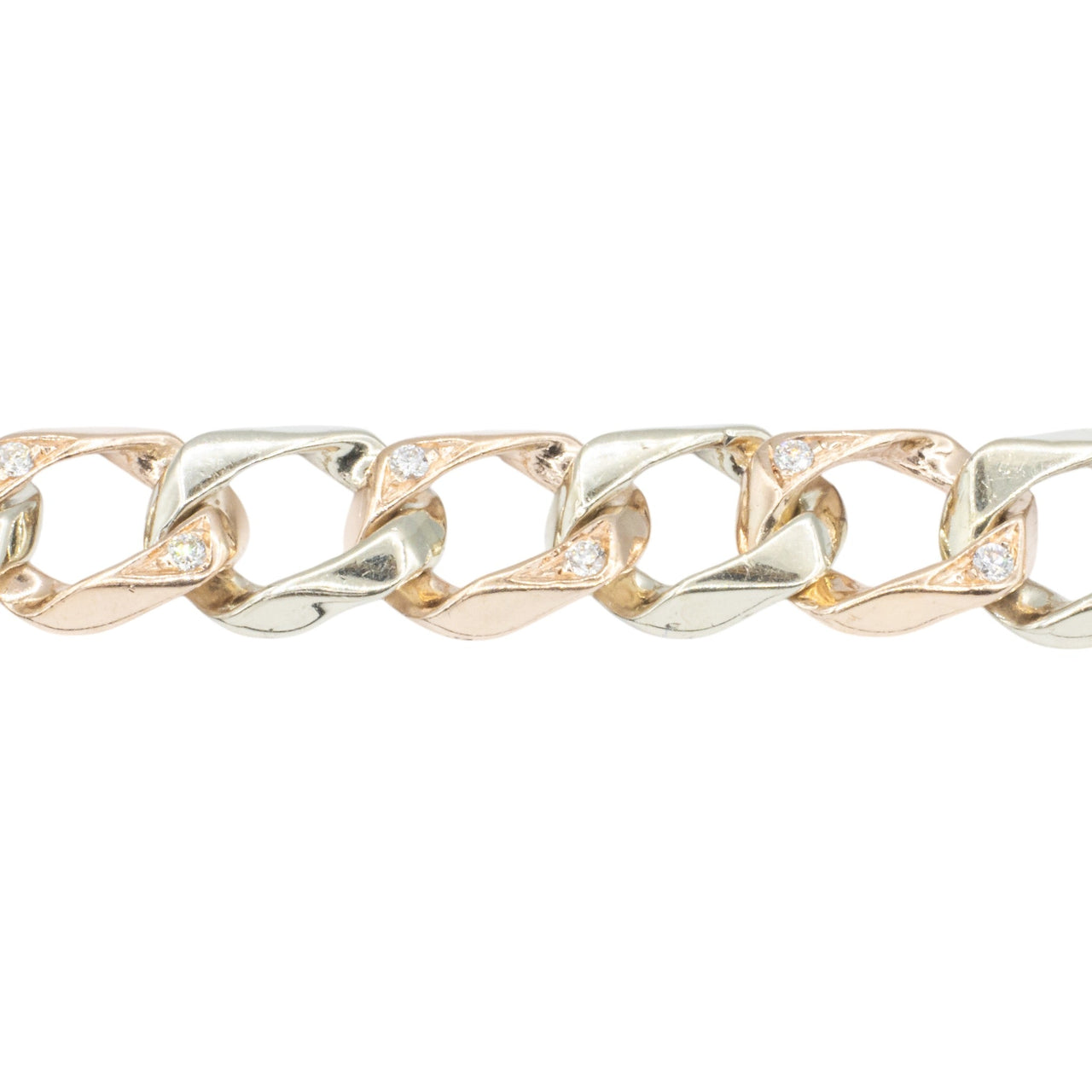 14k Two Tone Diamond Cuban Bracelet 0.82 ctw