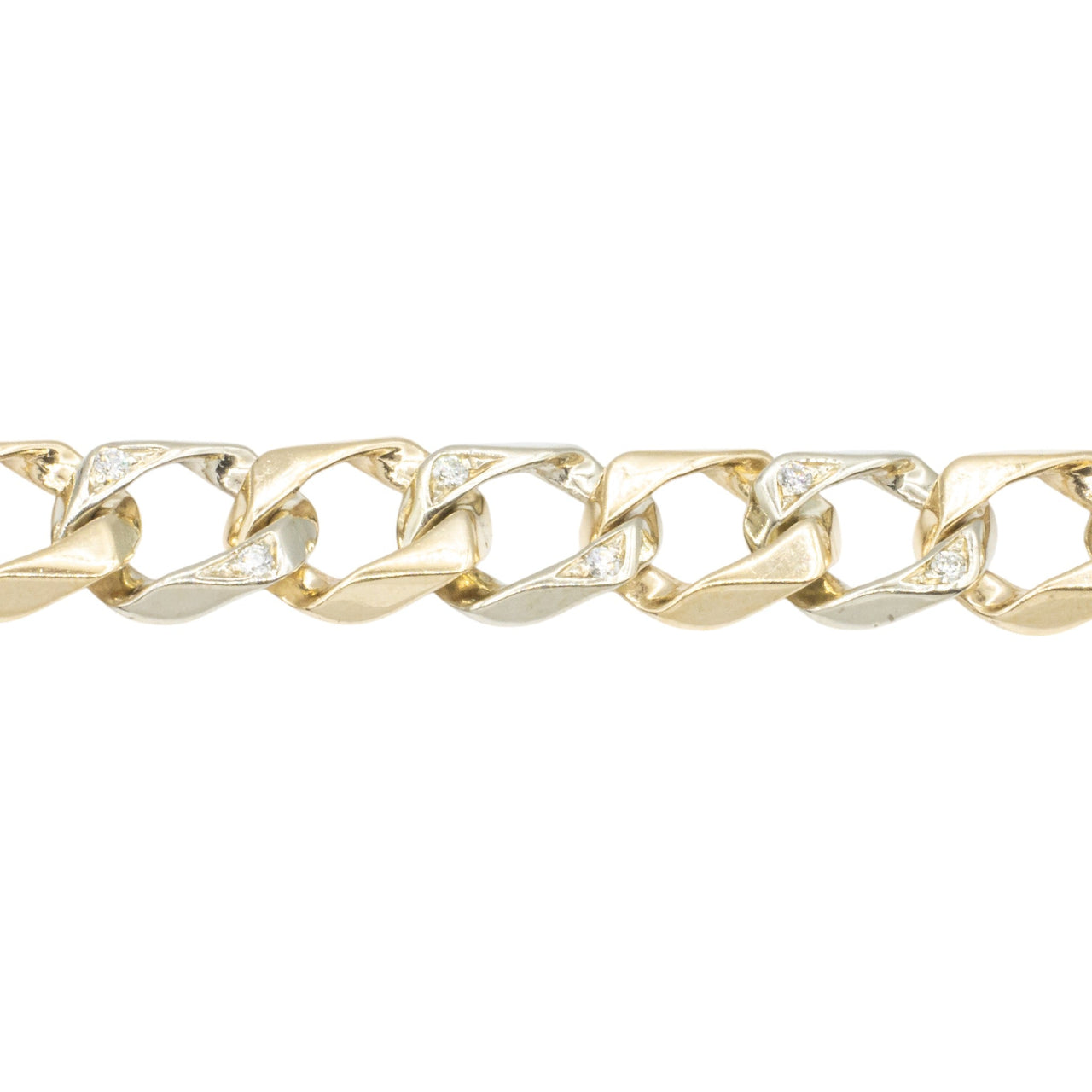 14k Two Tone Diamond Cuban Bracelet 0.82 ctw