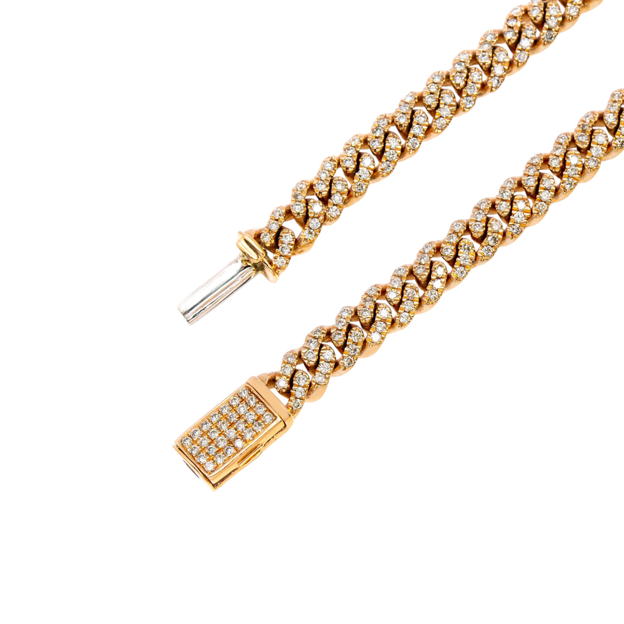 14k Rose Gold Diamond Cuban Chain 22" 4.80ctw