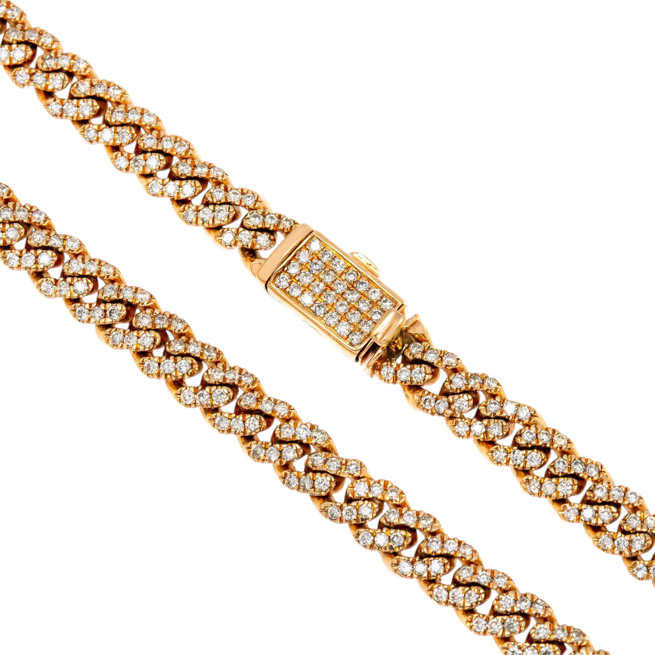 14k Rose Gold Diamond Cuban Chain 22" 4.80ctw