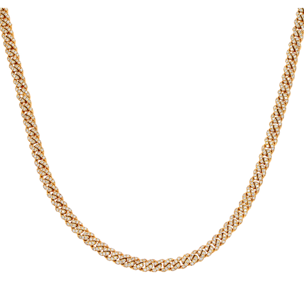 14k Rose Gold Diamond Cuban Chain 22" 4.80ctw