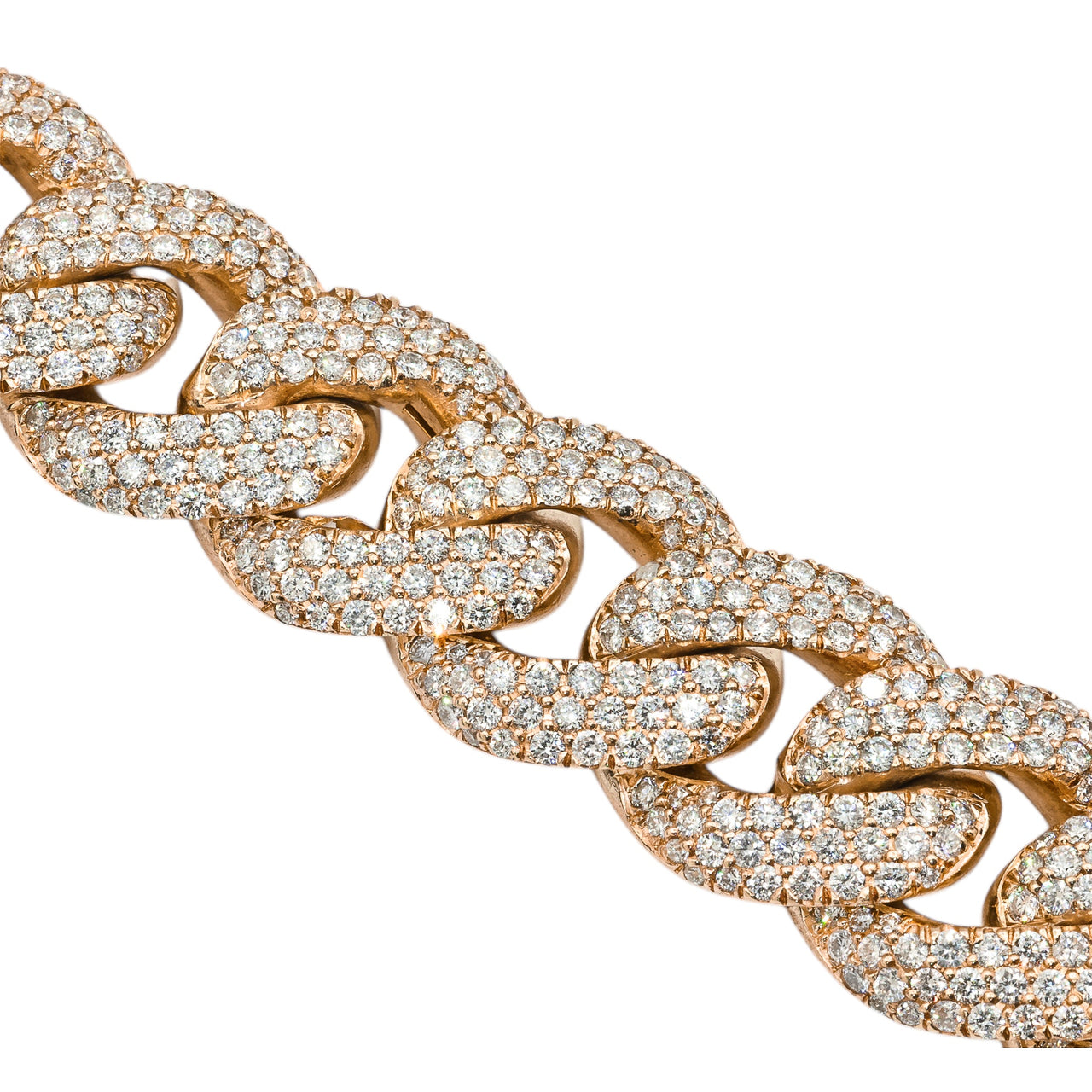 14k Rose Gold Diamond Pave Cuban 63 ctw  24.5in