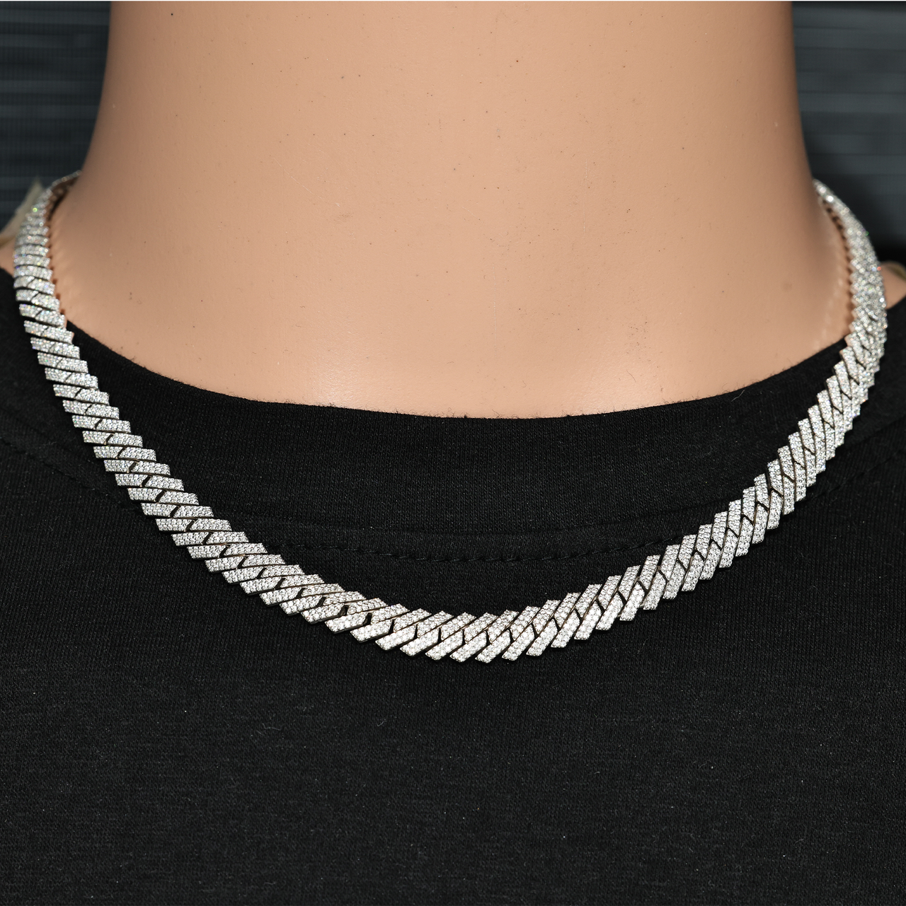 14k White Gold Lab Diamond Cuban Chain 8.5mm 8.49 ctw