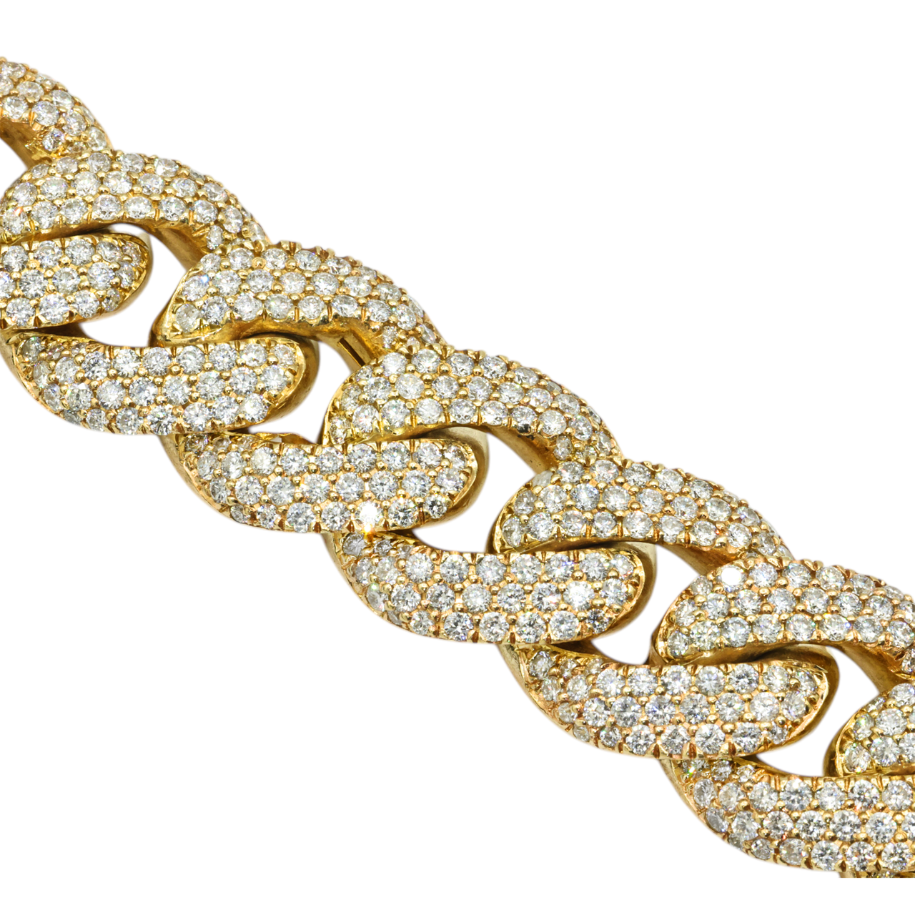 14k Yellow Gold Diamond Pave Cuban 63 ctw  24.5in