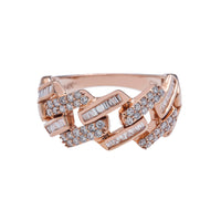 Thumbnail for 14k Gold Mens Assorted Baguette Cuban Link Ring .87 Ctw