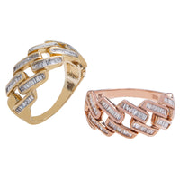 Thumbnail for 14k Gold Mens Baguette Cuban Link Ring 2 Ctw