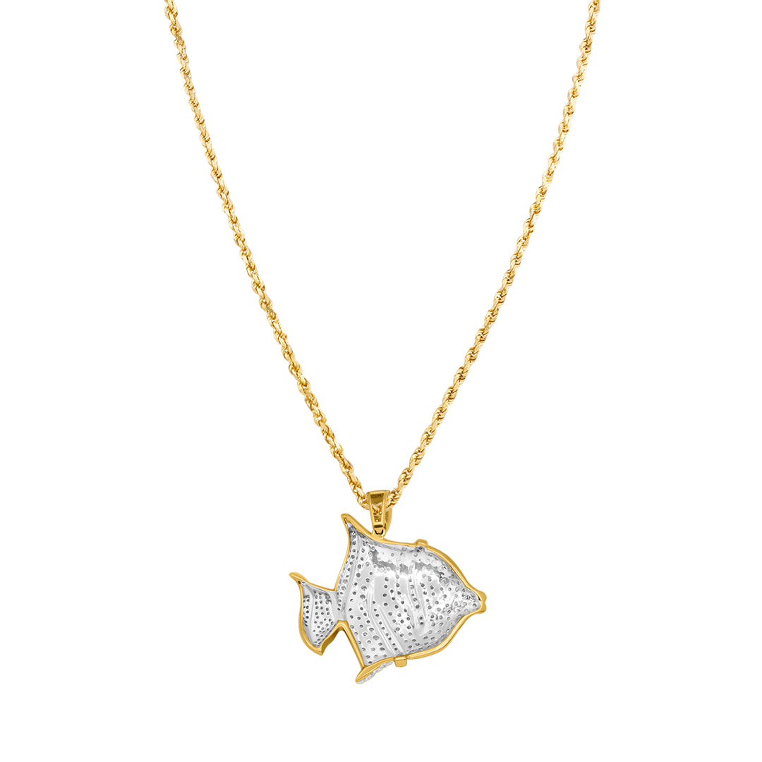 Two Toned 14k Diamond Fish Pendant 2.50 ctw