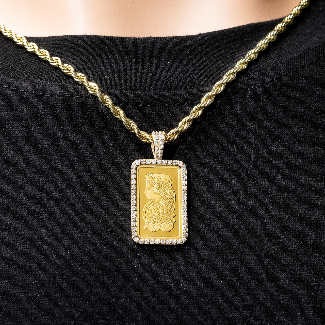 14k Yellow Gold Diamond Bar Pendant .6 Cwt.