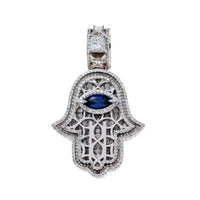 Thumbnail for White 14k White Gold Diamond Hamsa Pendant 3.5 Ctw