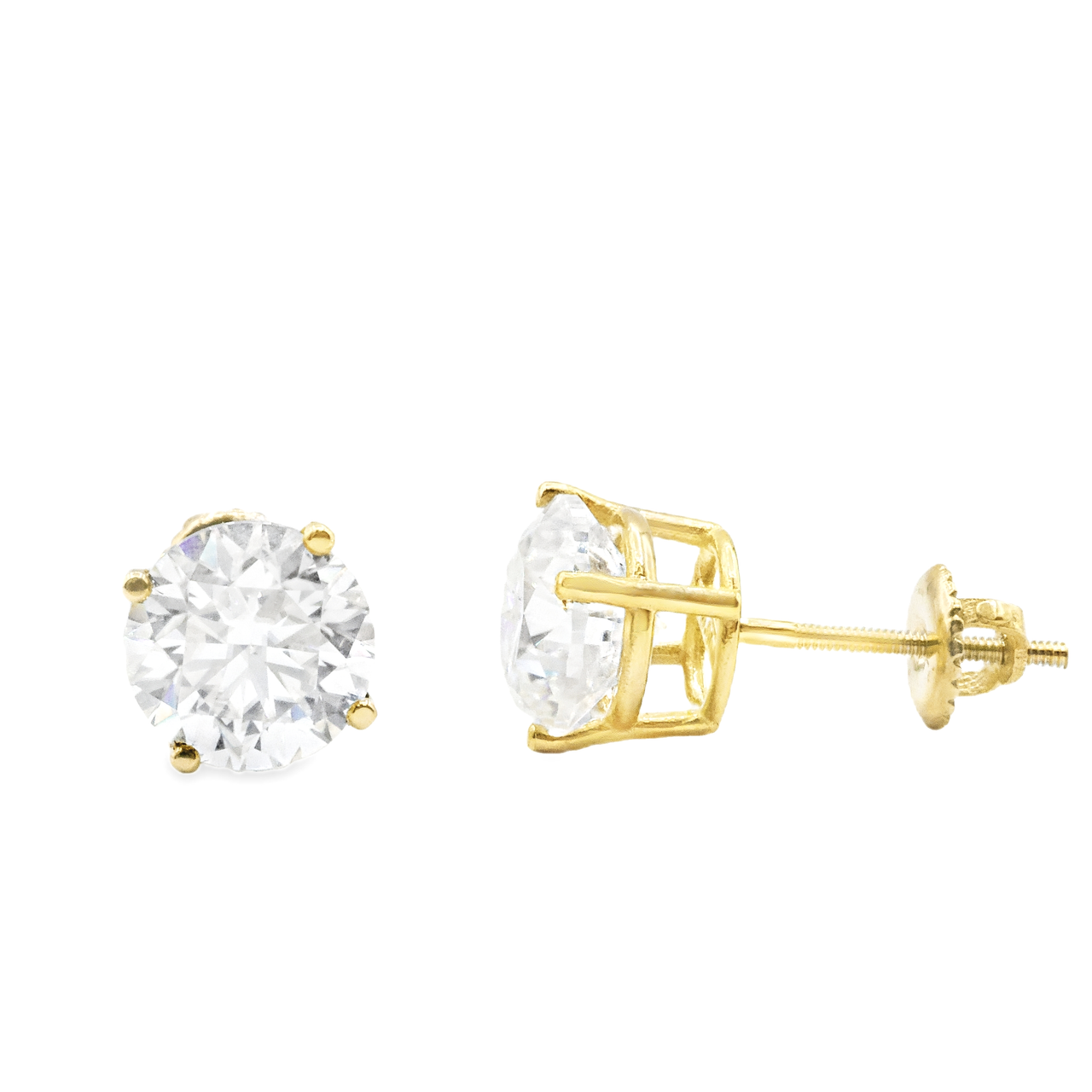 14k Yellow Gold Diamond Stud Earrings 2.05 cwt. Lab Made Diamonds