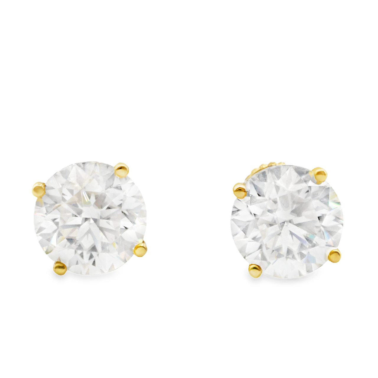 14k Yellow Gold Diamond Stud Earrings 2.05 cwt. Lab Made Diamonds