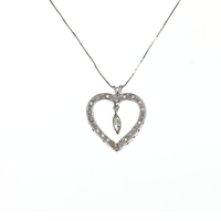 Thumbnail for White 14k White Gold Open Heart Pendant .59 Ctw