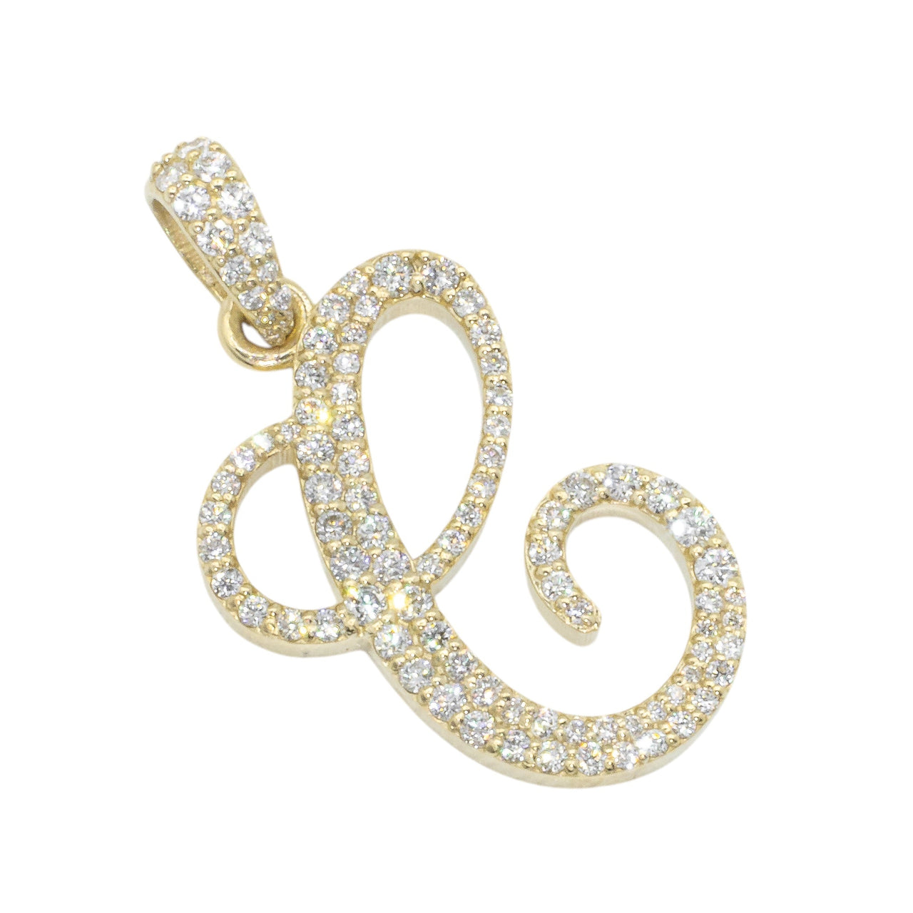 10k Yellow Gold Diamond Letter C Initial Script Pendant 0.75 ctw