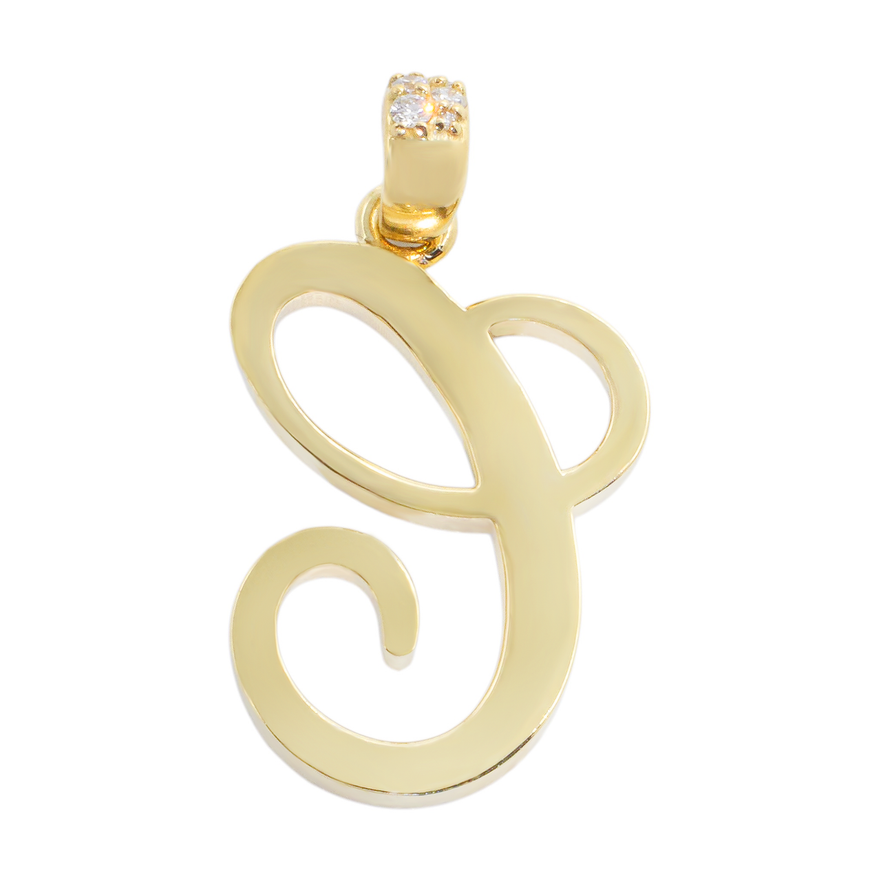 10k Yellow Gold Diamond Letter C Initial Script Pendant 0.75 ctw