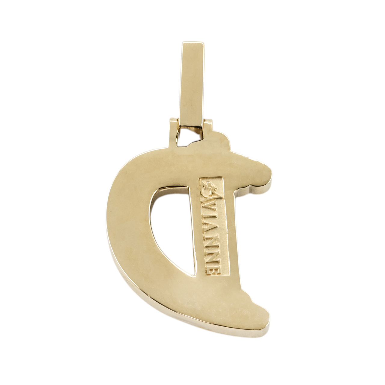 14k Two Tone Initial Letter D pendant 2.3 ctw