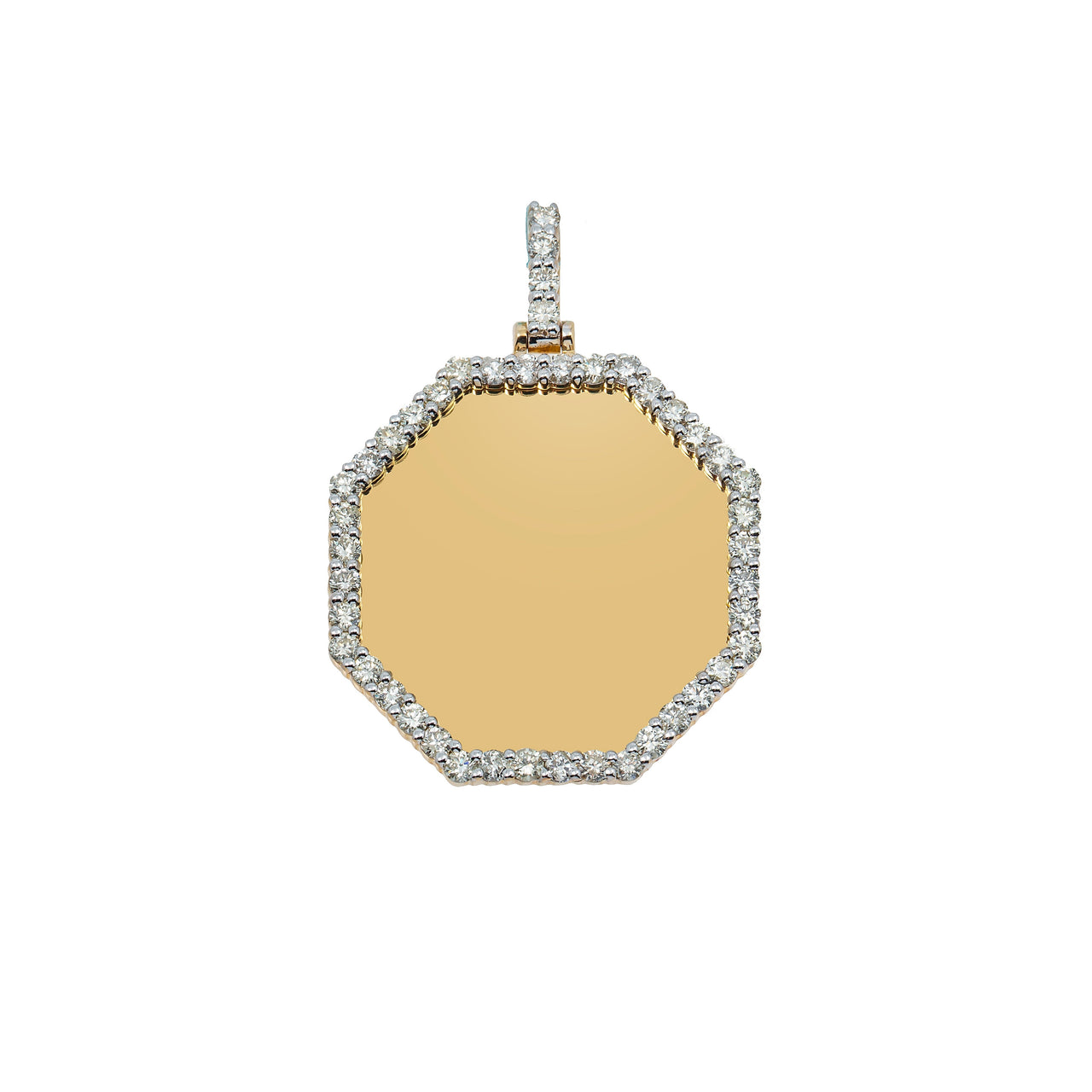 Yellow 10k Yellow Gold Diamond Hexagon Memory Pendant 1.79 Ctw