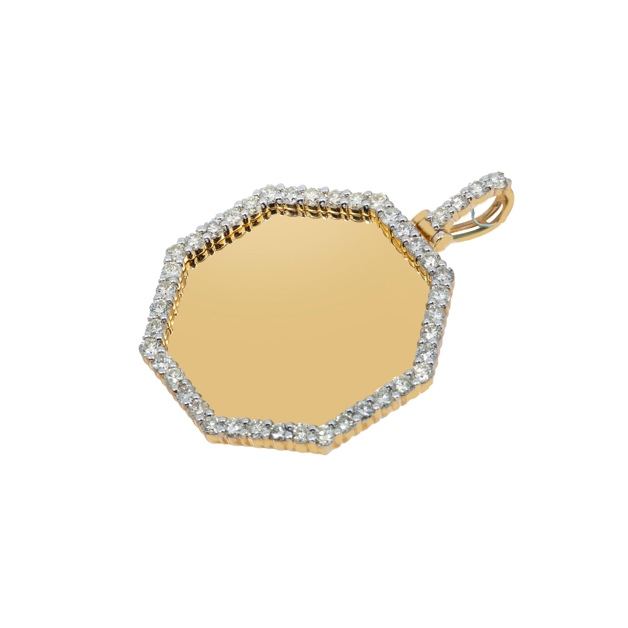 Yellow 10k Yellow Gold Diamond Hexagon Memory Pendant 1.79 Ctw