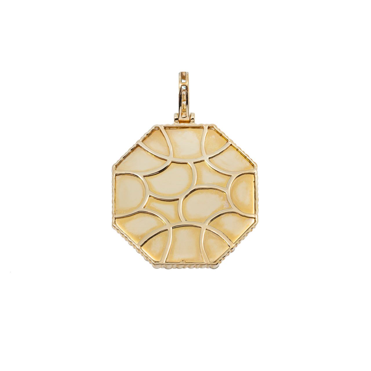 Yellow 10k Yellow Gold Diamond Hexagon Memory Pendant 1.79 Ctw