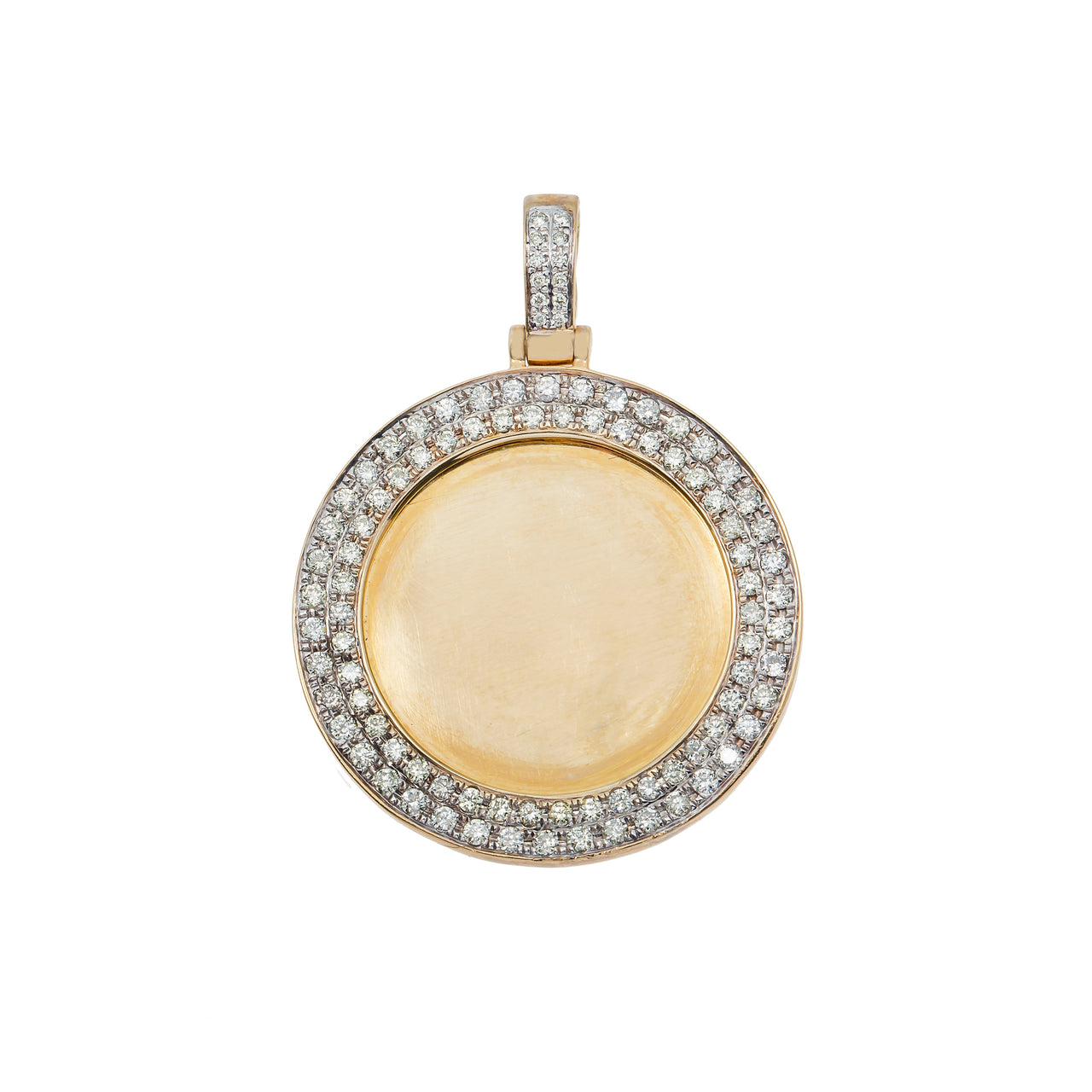 Small - 1.50 Ctw - 9 G 10k Yellow Gold Diamond Round Memory Pendant 1.49 Ctw