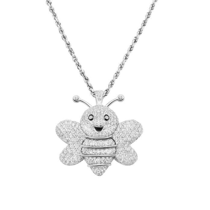 14k White Gold Bumblebee Pendant 3 ctw