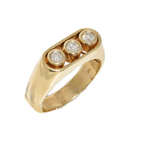 Thumbnail for Yellow Gold / 4 14K Three Diamond Yellow Gold Mens Diamond Pinky Ring 0.49 Ctw