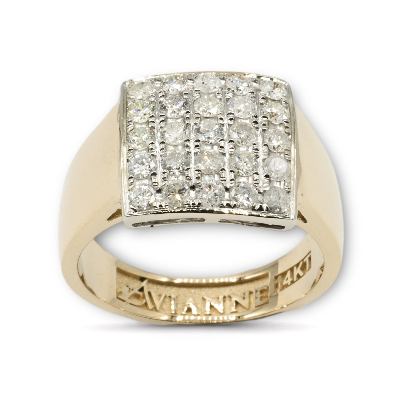 14k Yellow Gold Square Diamond Ring 1.25 ctw