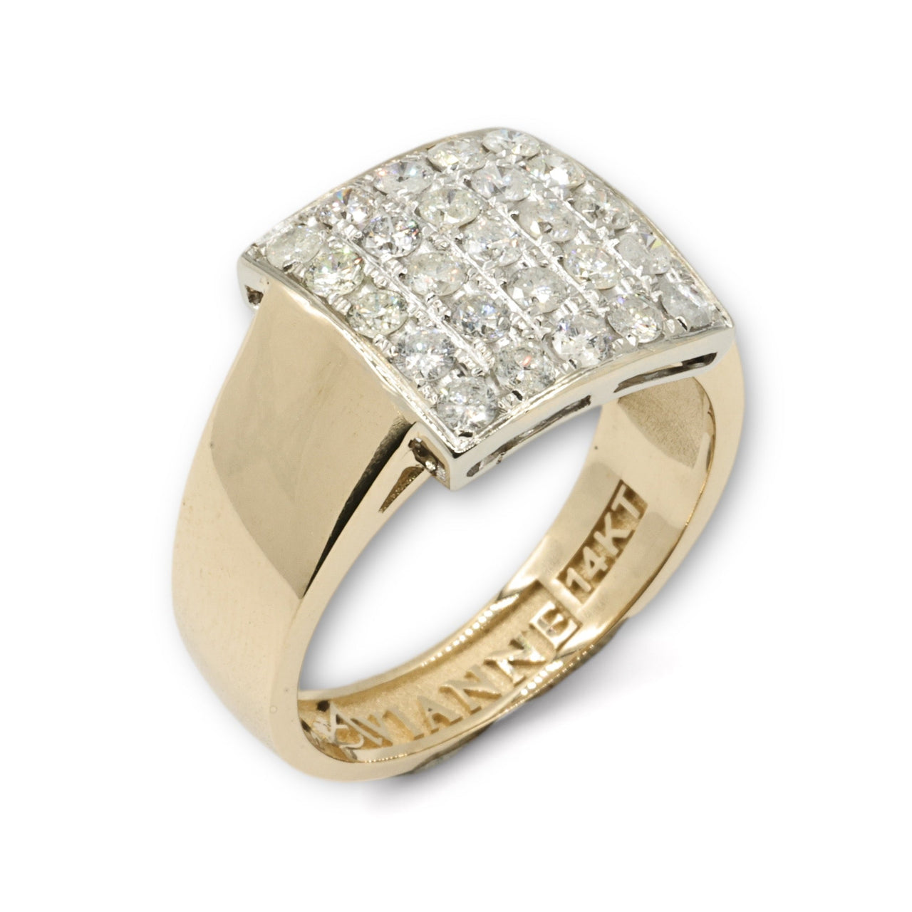 14k Yellow Gold Square Diamond Ring 1.25 ctw