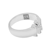 Thumbnail for 14K Solid White Gold Diamond NY Yankee Ring 0.7 Ctw