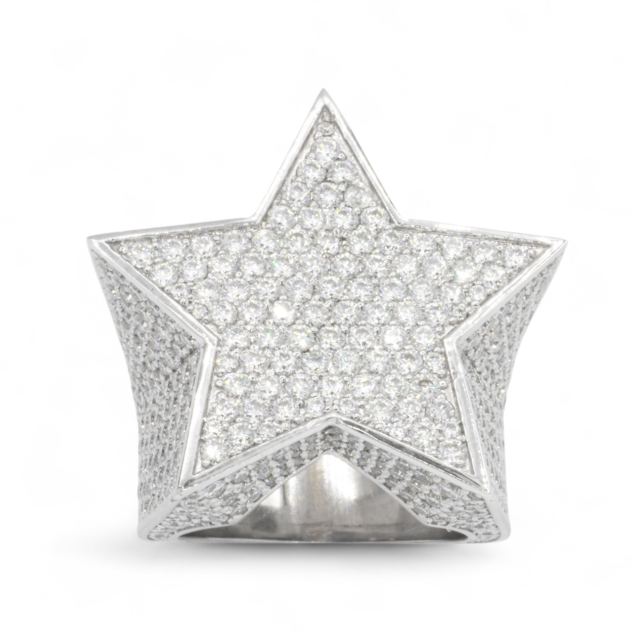 14k White Gold Lab Diamond Star Ring 6.64 ctw