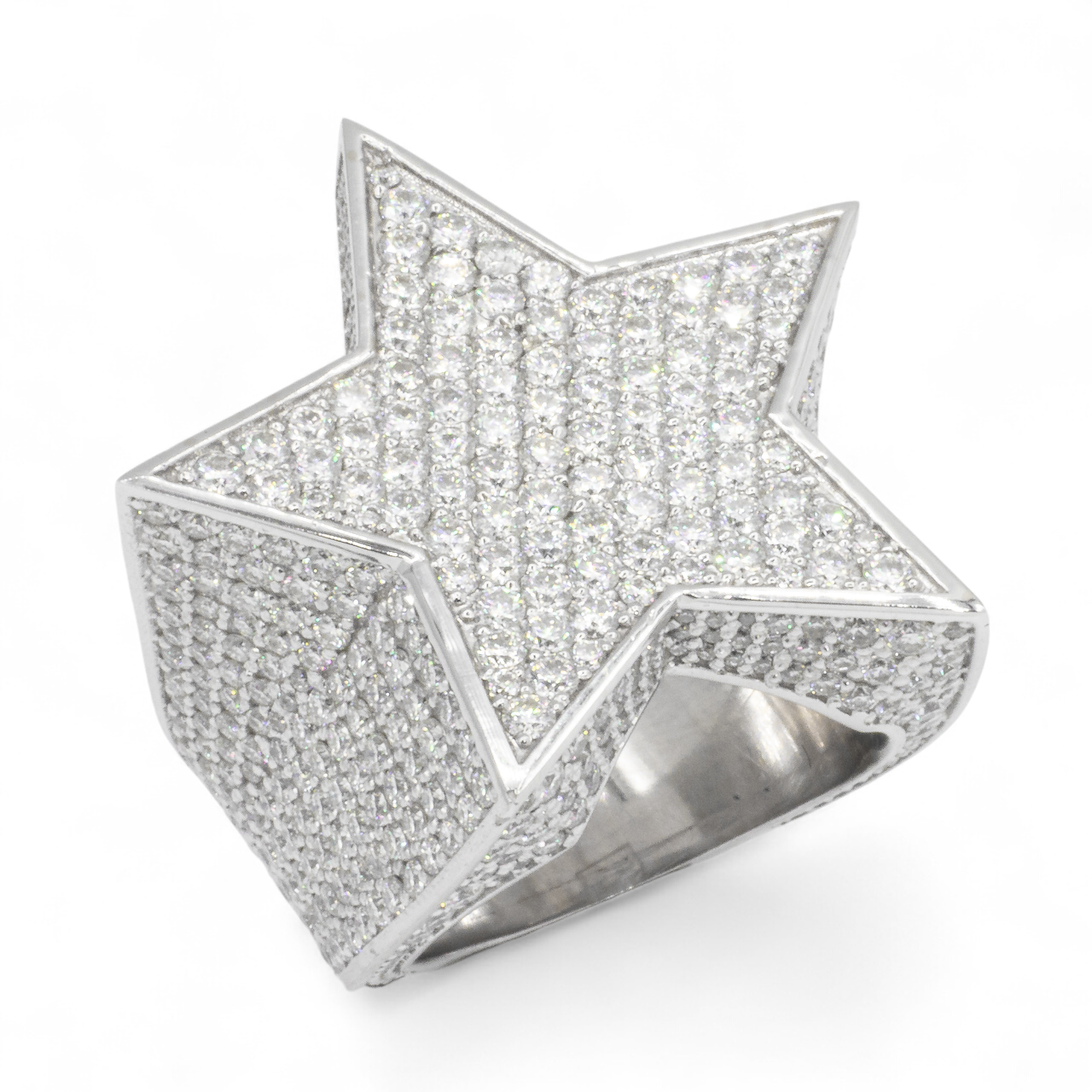 14k White Gold Lab Diamond Star Ring 6.64 ctw