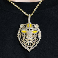 Thumbnail for 14k Yellow Gold Diamond Tiger Pendant 4 Ctw