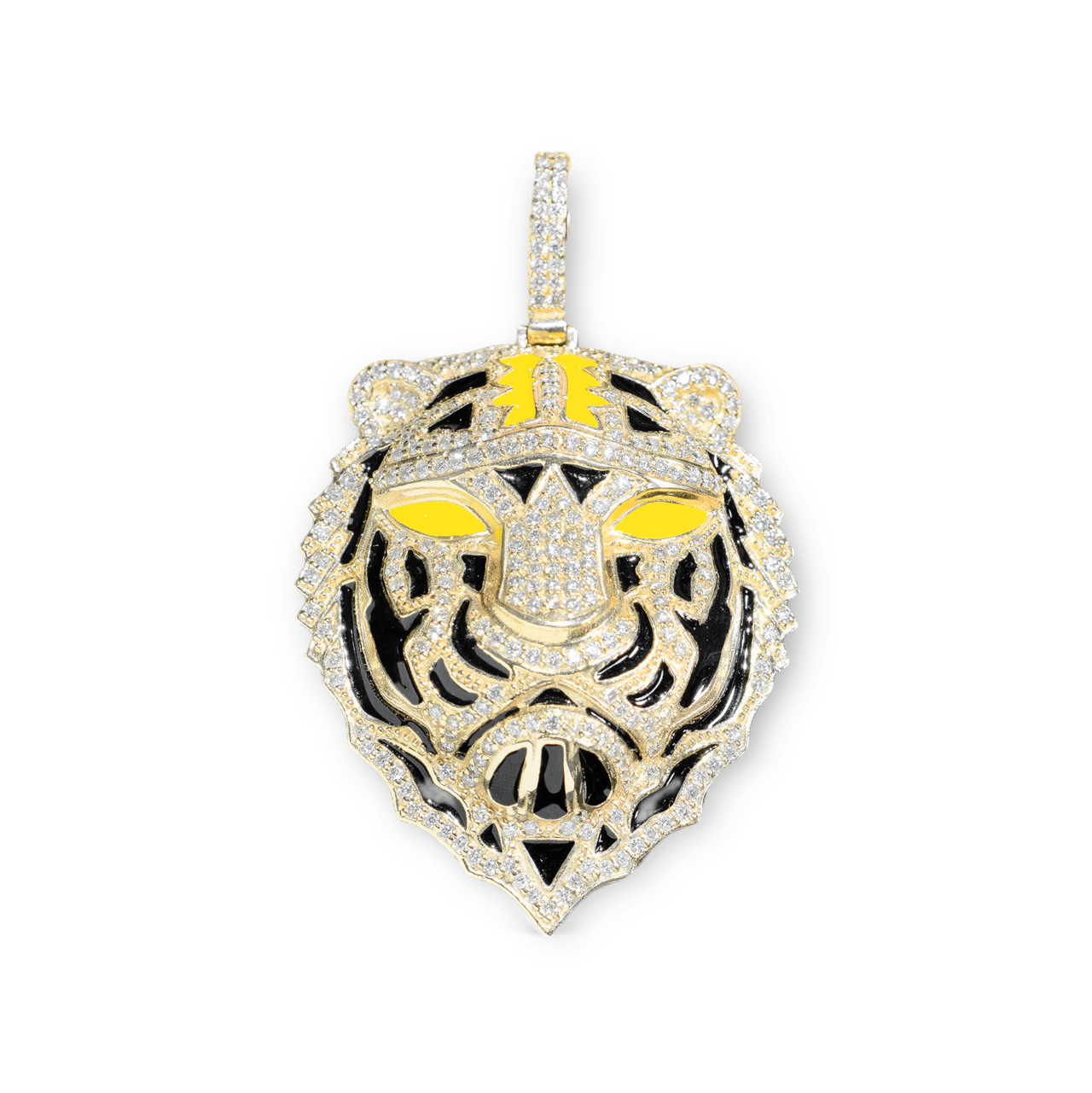 14k Yellow Gold Diamond Tiger Pendant 4 Ctw