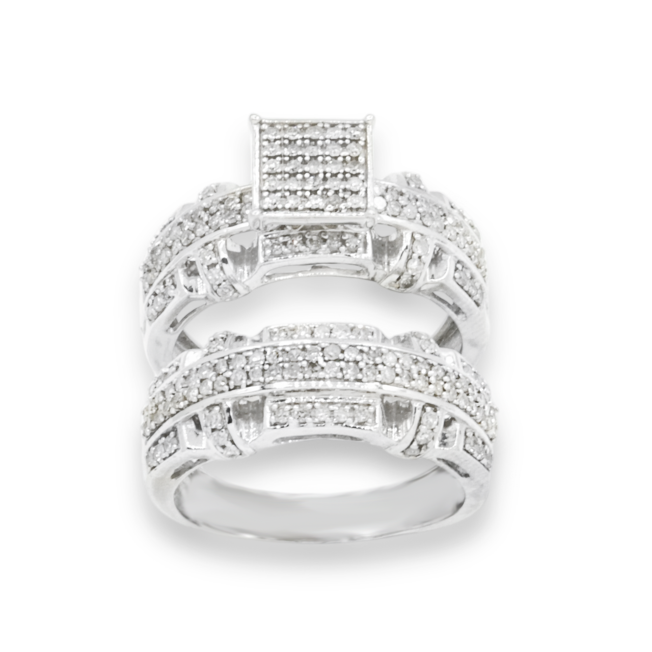 10k White Gold Diamond 2 Ring Engagement Set 0.55 ctw